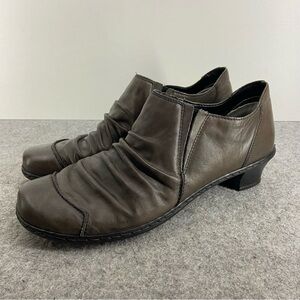 Rieker Louise Brown/Gray/Green Soft Leather Slip On Ankle Booties Size 40 US9
